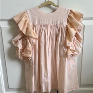Charming Pink Ruffle Sleeve Kids Dress
